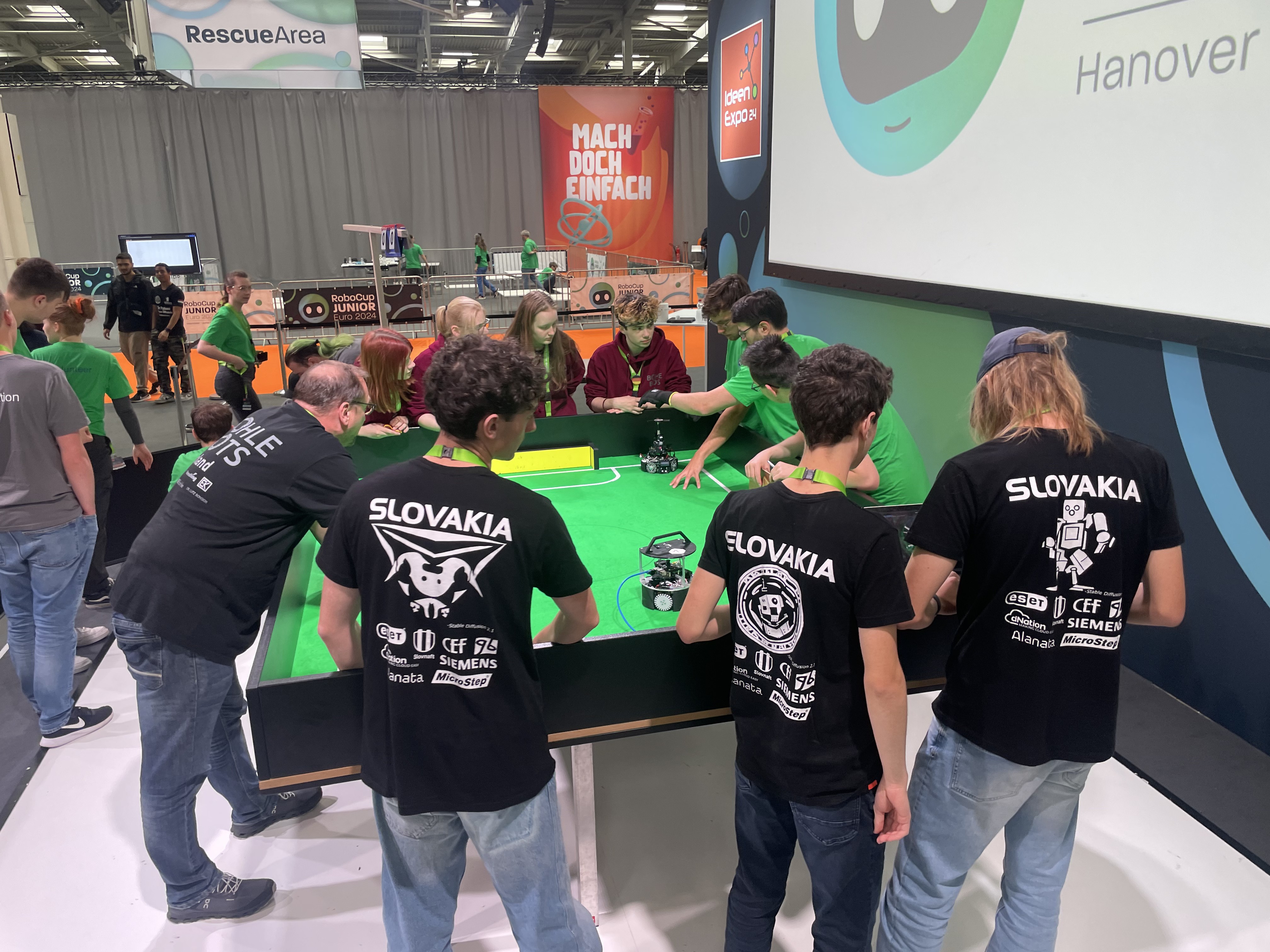 Preparing for the finals. RoboCupJunior European Championship 2024, Hanover