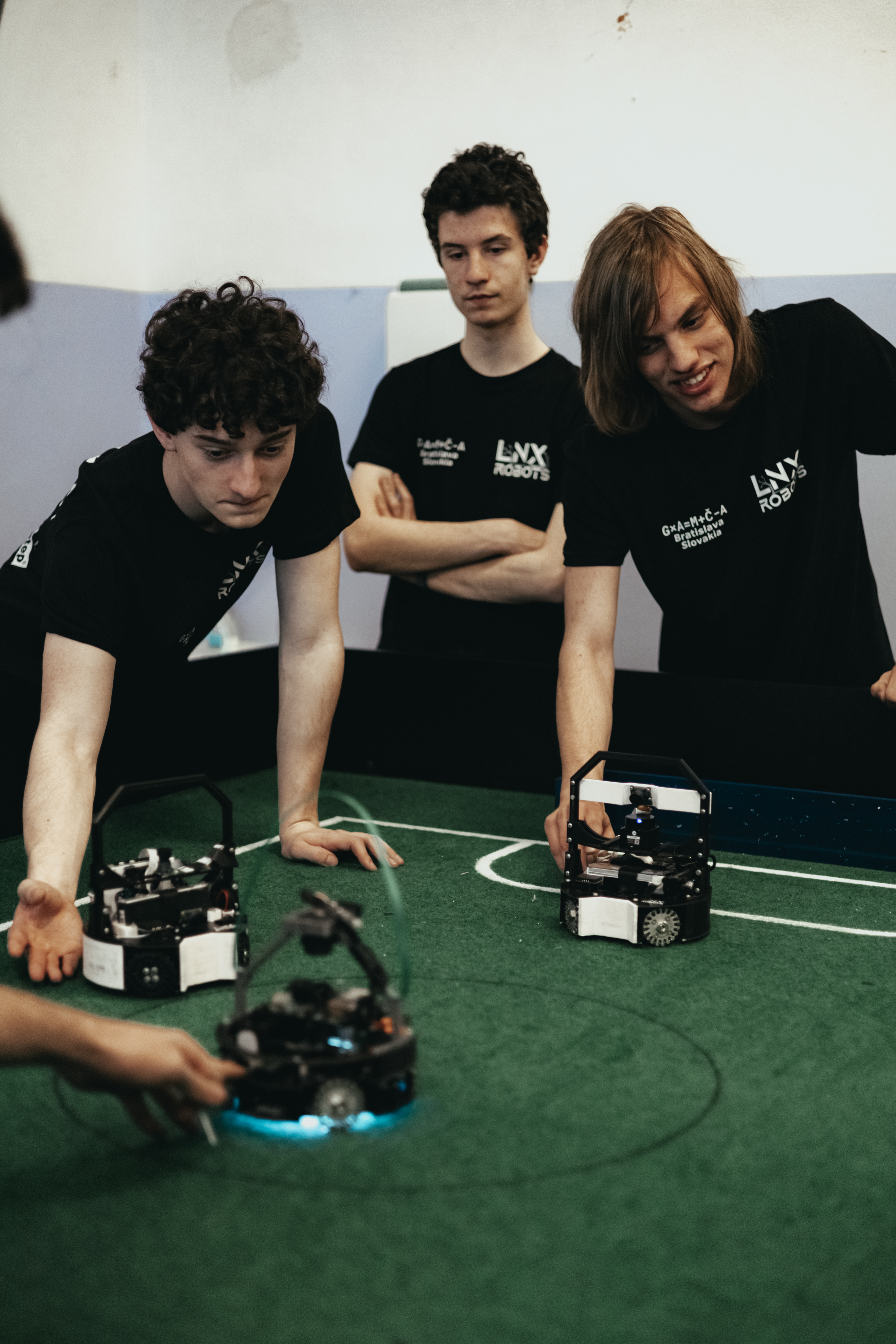Preparing robots for the match. RoboCup Junior 2024 Slovakia. Photo: SPŠE Zochova