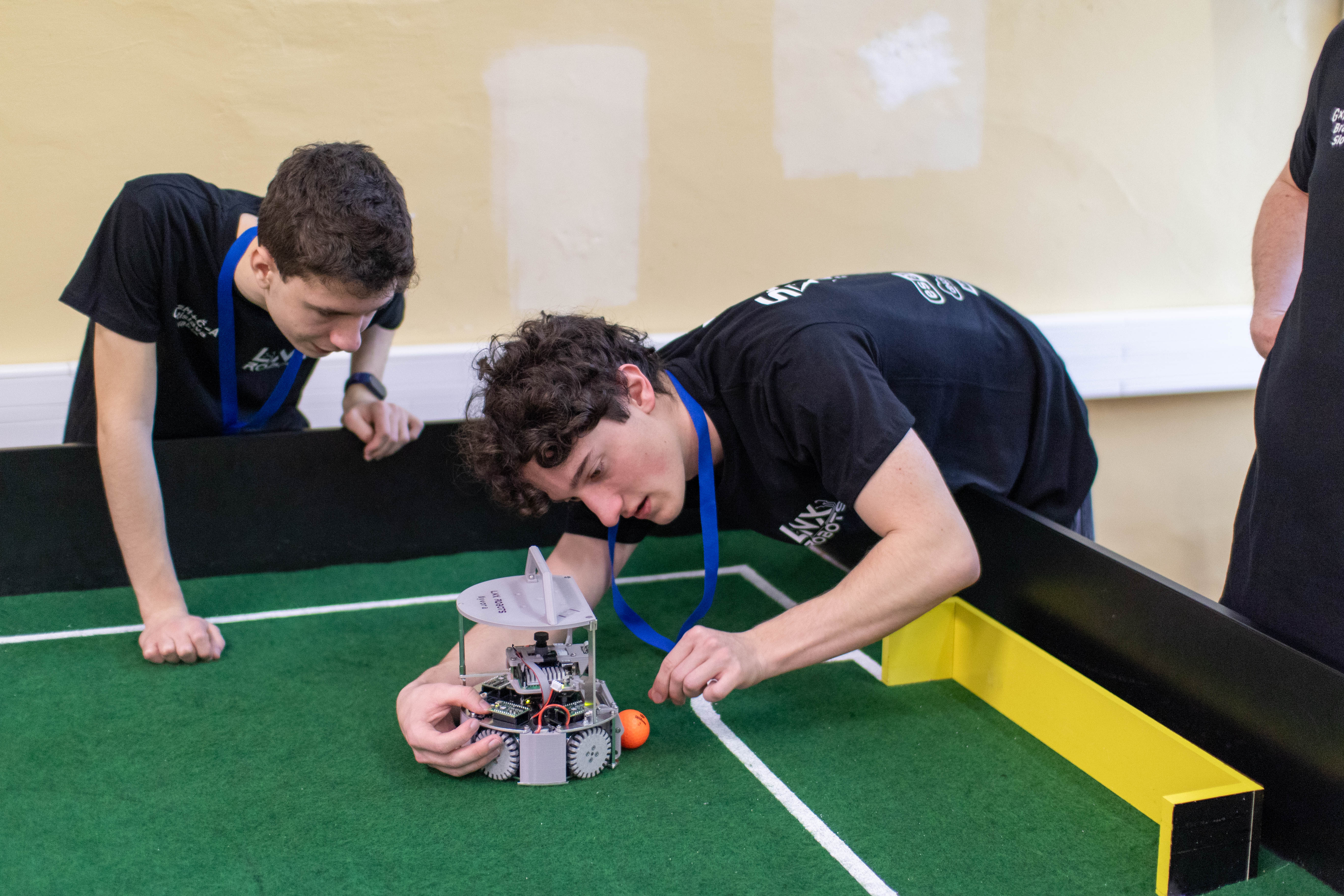 Testing the new robot's kicker